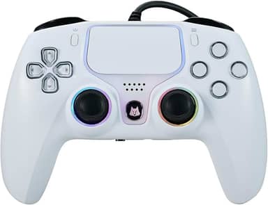 NBCP Controle Com Fio Para Ps5 - Jogos Playstation 5, Ps4, Pc/Steam, Gatilho Turbo E Linear Efeito Hall, Vibração Dupla, Conector De Áudio 3,5 Mm, Branco