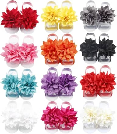 Sandálias Descalços para Bebês Meninas com Flor para Crianças Pequenas