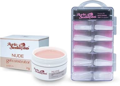 Molde F1 Bailarina 100 Un + Gel Led/UV Alongamento Nude 24g