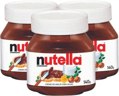 Creme de Avelã Nutella, 3 Potes de 140g