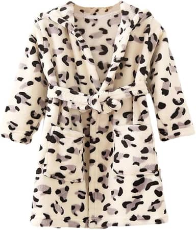 Roupões infantis com capuz para meninos e meninas, roupões de banho de lã macia, vestidos fofos, pretos, 3 anos