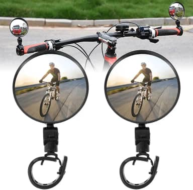 2 unidades de espelhos retrovisores para bicicleta, guiador de bicicleta com rotação de 360 ° ajustável Espelho amplo angular leve para mountain bike, bicicleta de estrada, bicicleta urbana