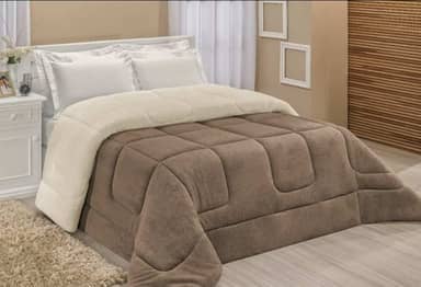 Edredom Sherpa Cobertor E Coberdrom Casal Queen 2,20M x 2,40M Avelã