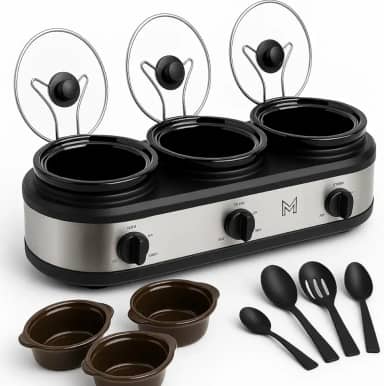 Rechaud Elétrico Cozinha Lento Triplo Buffet Slow Cooker Inox 220v