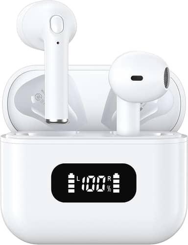 Fones de Ouvido Bluetooth Tranya True Wireless, 4 Microfones para Chamadas Claras, Controle de Botão Preciso, Bateria de Longa Duração, Conforto o Dia Todo