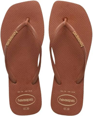 Chinelo Havaianas Slim Square Logo Pop-up Feminino - Cor Ferrugem