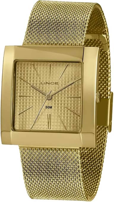 Relógio Lince Feminino Ref: Lqg4654l C1kx Retangular Dourado