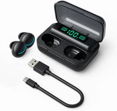 Fone de Ouvido Bluetooth 5.3 TWS Sem Fio com Estojo de Carregamento,Função power bank e Display LED de Bateria - Som Estéreo, À Prova d'Água, Compatível com Android e iOS