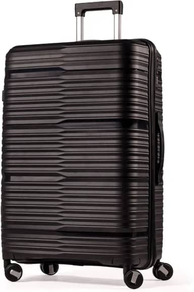 Mala Grande De Viagem 32Kg Polipropileno 8 Rodas 360 Giratória Para Despachar Rígida Leve Tamanho G Viajem Internacional Resistente (PRETO, GRANDE)