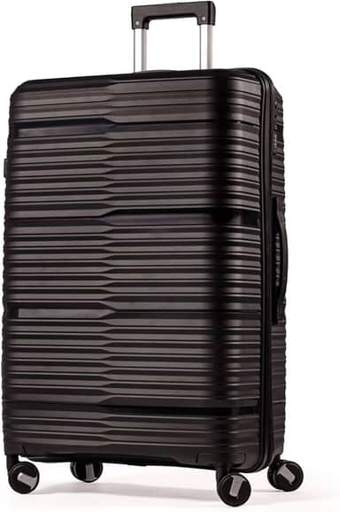 Mala Grande De Viagem 32Kg Polipropileno 8 Rodas 360 Giratória Para Despachar Rígida Leve Tamanho G Viajem Internacional Resistente (PRETO, GRANDE)