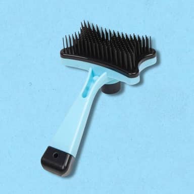 Rasqueadeira de Botão Escova para Cachorro Gato Pet Pente Autolimpante Tira Pêlo (AZUL)