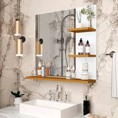 Espelheira Anjax Compacta – Ideal para Organização no Banheiro (BRANCO/FREIJO)