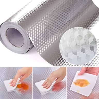 Manta Impermeável Anti Gordura Adesiva Alumínio Forro Armário Gaveta Cozinha Banheiro Á Prova De Óleo 2 Metros