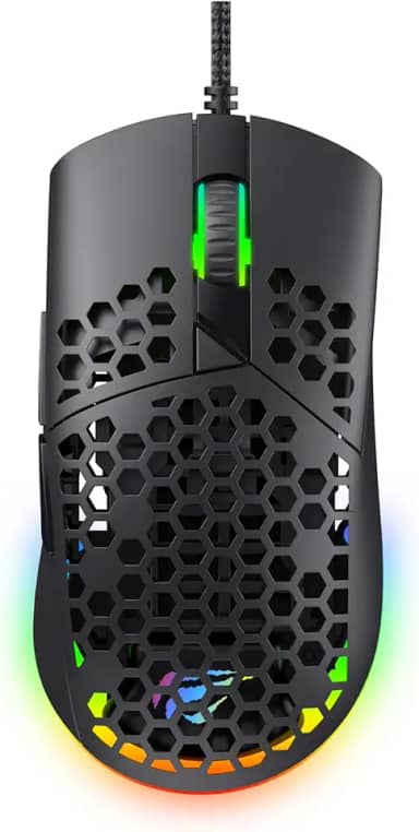 Havit Mouse Gamer MS1036 Iluminação RGB, Programação de Macros, 7 Botões, 1200-1600-2400-4800-6400-7200 DPI, USB, Redução de Peso Superior, Movimento Flexível