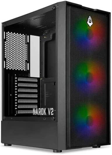 Gabinete Gamer Mancer Narok V2 | Rainbow | Mid-Tower | Lateral de Vidro | Com 3 Fans | Preto | MCR-NRK-V2