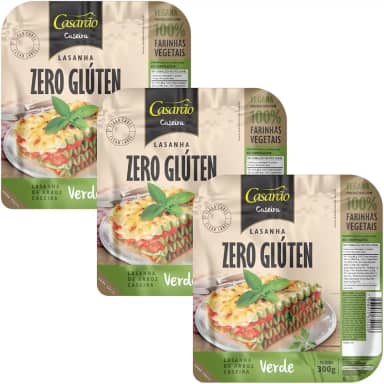 Kit com 3 Pacotes de Massa para Lasanha Vegana Verde de 300g cada - Casarão