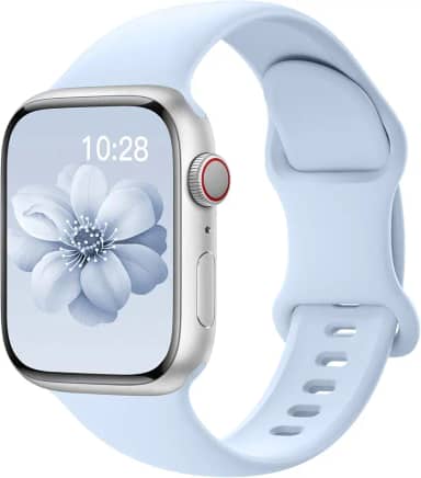Pulseiras esportivas de silicone compatível com pulseiras de Apple Watch de 40 mm, 38 mm, 41 mm, 44 mm, 45 mm, 42 mm, 49 mm femininas e masculinas, pulseira de substituição esportiva macia e