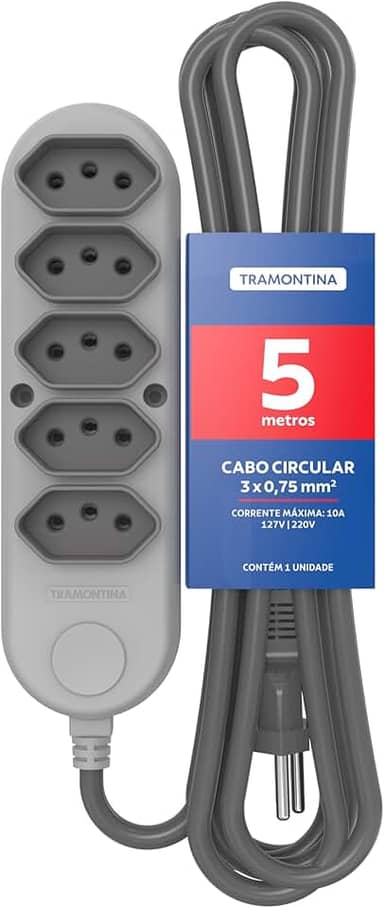 Tramontina Extensão Múltipla 5 m 5 Tomadas 2P+T 10 A 250 V