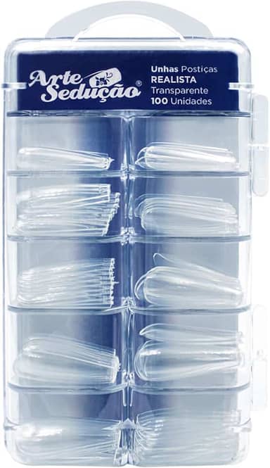 Unhas Postiças Realista Transparente, 100 Unidades, Arte Sedução