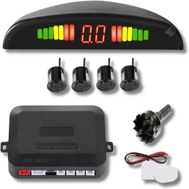 Sensor de Estacionamento Automotivo, 4 Sensores de 18,5mm, Display LED, Alarme Sonoro, Radar de Ré (Preto)