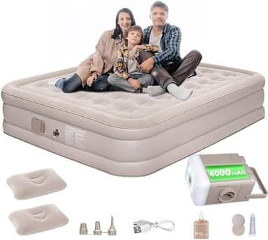 JOYFOX Colchão Inflável Queen Casal Cama De Campanha Bomba Inflável Com Bateria De Lítio Integrada 203 * 154 * 44cm