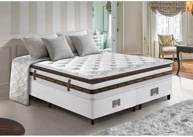 Cama Box King Colchão + Box 193x203 Molas Ensacadas Cama Inbox Relax Pillow