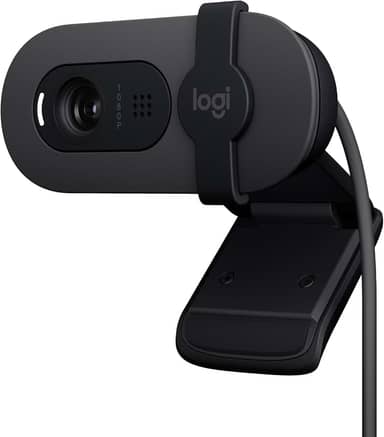 Webcam Full HD Logitech Brio 100 com Microfone Integrado, Proteção de Privacidade, Correção Automática de Luz e Conexão USB-A - Grafite