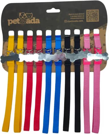 Cartela 10 Coleiras G Com Pingente de Identificação Pet Para Cachorro