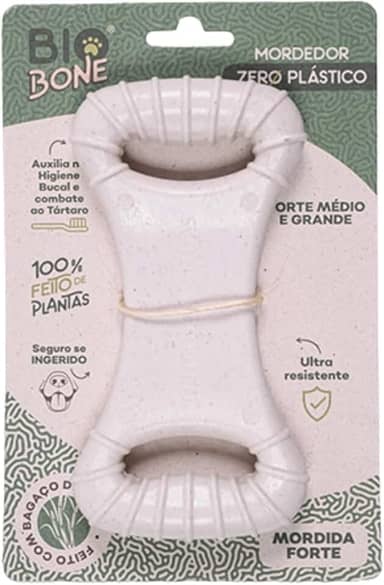 Mordedor Natural Biobone Osso Brinquedo Cães Roer Cães Médio Mordida Forte Fibra de Cana de Acúcar sem plático