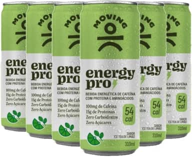 Moving Pro Energy Pro Bebida Energética, Limão e Ice Tea, 310ml, Pack com 6, Zero Açúcar, 15g Proteína