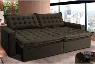 Sofá Retrátil Reclinável e Cama 2,15m Cama Inbox Flex Suede Velusoft Café