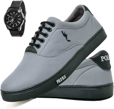 Tênis Sapatênis Casual Polo Blu Com Relógio Analógico