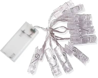 Cordão Luminoso Mural Varal Led Luz Fixa 10 Pregadores/Prendedores de Fotos 2 M Pilhas AA Casa Aniversário Festas Quarto Natal Ano Novo