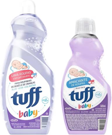 Tuff Baby Kit de Limpeza, Sabão Líquido 1L + Amaciante 500ml, Aloe Vera, pH Neutro
