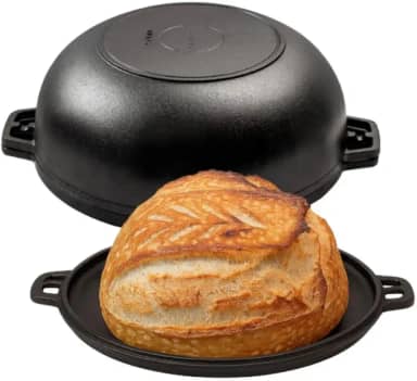 Panela Multiuso 4 em 1 - Assadeira para Pão e Churrasco, Chapa Dupla Face de Ferro Fundido Santana