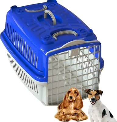 Caixa De Transporte Para Cachorro Médio Porte Avião Pet Shop Veterinário N°4 Azul