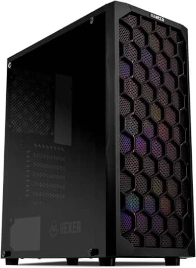 Gabinete Gamer Mancer Hexer | Rainbow | Mid-Tower | Lateral de Vidro | Com 3 Fans | Preto | MCR-HEX-RB01