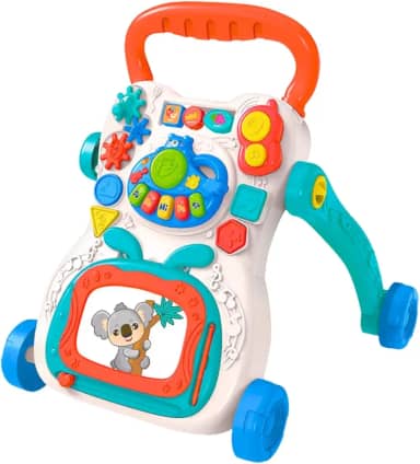 Andador de Empurrar Infantil Brinquedo Educativo com Teclado Musical e Lousa Mágica para Bebê