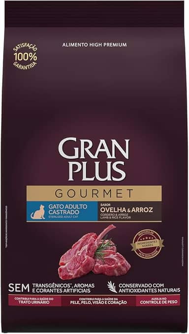 Gran Plus Ração Para Gatos Castrados Gourmet Ovelha 3Kg