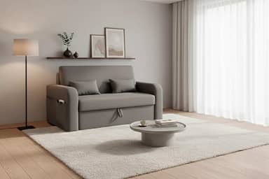 Sofá Cama Com Baú 2 Lugares 140cm Lady Day Retrátil Com Almofadas Veludo Premium Aconchegante (Cinza)