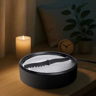 Jardim de areia zen automático para mesa, mini decoração de jardim zen para mesa de escritório com base preta de areia branca, meditação doméstica para relaxamento, terapia de bandeja de areia