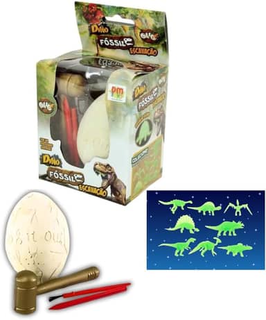 Dino Fóssil Escavação Brinquedo Ovo com Ferramentas Dinossauro Surpresa Científico Infantil Estimula Curiosidade + 3 Anos