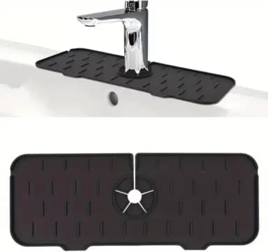 Tapete de Silicone para Pia com Drenagem – Protetor de Respingo, Organizador de Torneira, Suporte para Esponja e Sabão – Antiderrapante e Fácil de Limpar