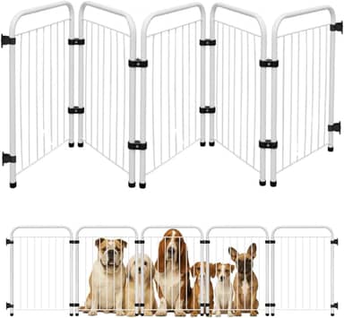 Cercado Grade Cercadinho Portátil Dobrável 3 5 7 Módulos Modular Proteção Pets Filhotes Cachorro Gato Coelho Animais 50 cm Altura (Branco, 5 Módulos)