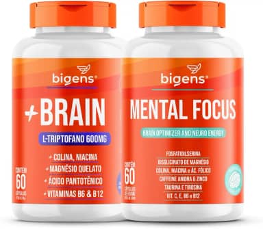 Kit Mental Focus E +Brain, Dia E Noite, 60 Caps, Bigens