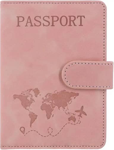Capa para passaporte carteira de couro com bloqueio de RFID, acessórios de viagem para mulheres e homens,, rosa, Passport Cover, Capa para passaporte