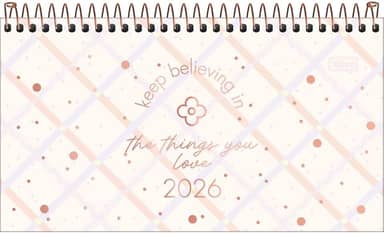 Tilibra - Agenda Espiral Semanal de Bolso 16,7 x 8,9 cm Soho 2026 - Fundo Bege com Xadrez