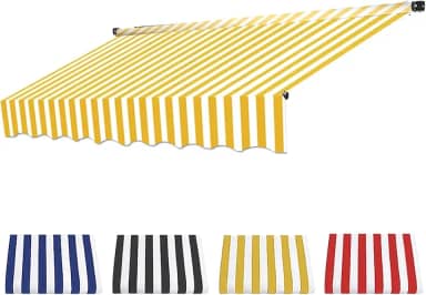 Substituição Para Toldo Retrátil, Telhado De Proteção Solar Para Toldos Retráteis, Tecido De Toldo Durável, Proteção De Toldo Multiuso à Prova D'água, Yellow and white, 3m