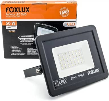 Refletor LED Foxlux 50W 6500K Bivolt IP65 Para Fachadas e Jardins