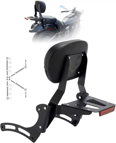 Kinglemc Powersports Sissy Bar com suporte de bagagem de encosto para Kawasaki Vulcan VN 900 2000 Classic Custom 2009-21 (preto, não cravejado)